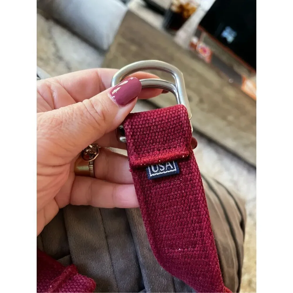 Vintage Polo Ralph Lauren Burgundy Canvas US Made Belt sz L EUC